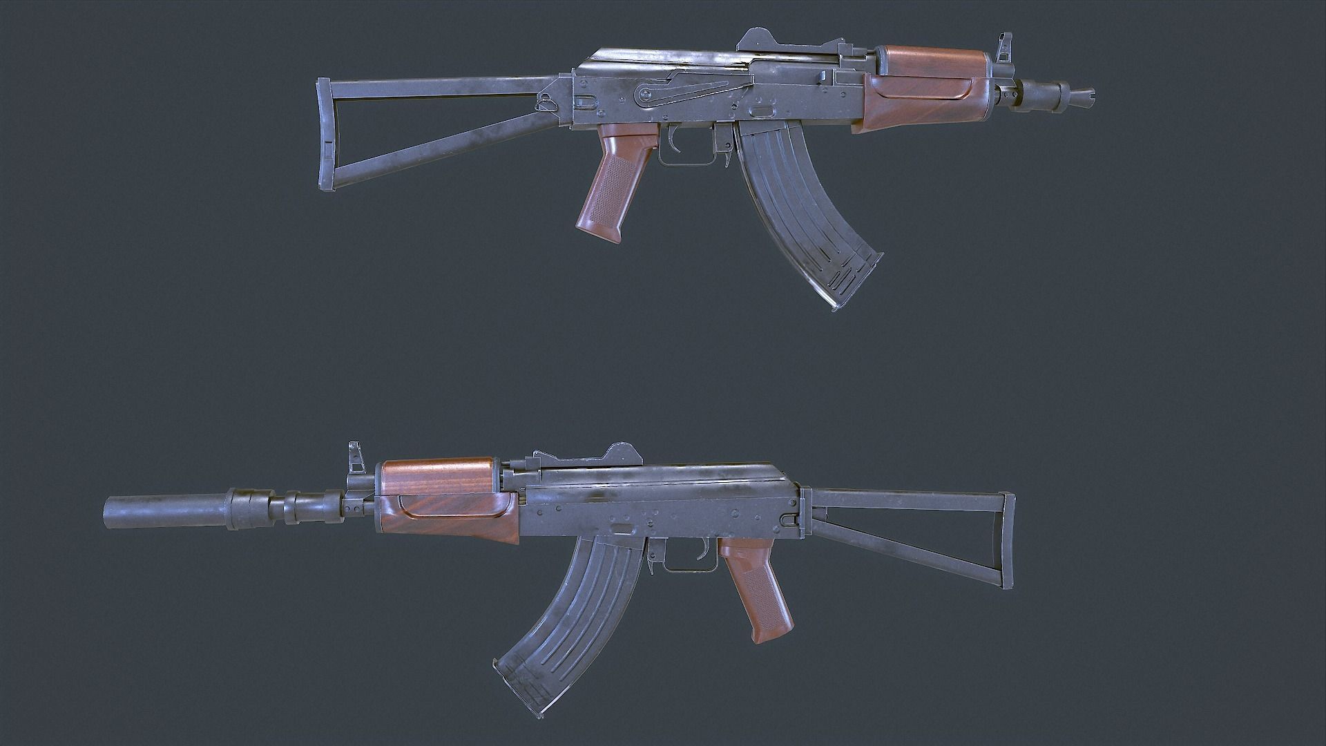 AKS Russian Assault Rifle Game Ready 6 Variations Low-poly 3D model_18