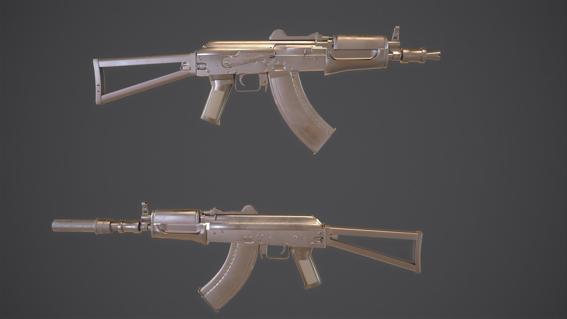 AKS Russian Assault Rifle Game Ready 6 Variations Low-poly 3D model_5