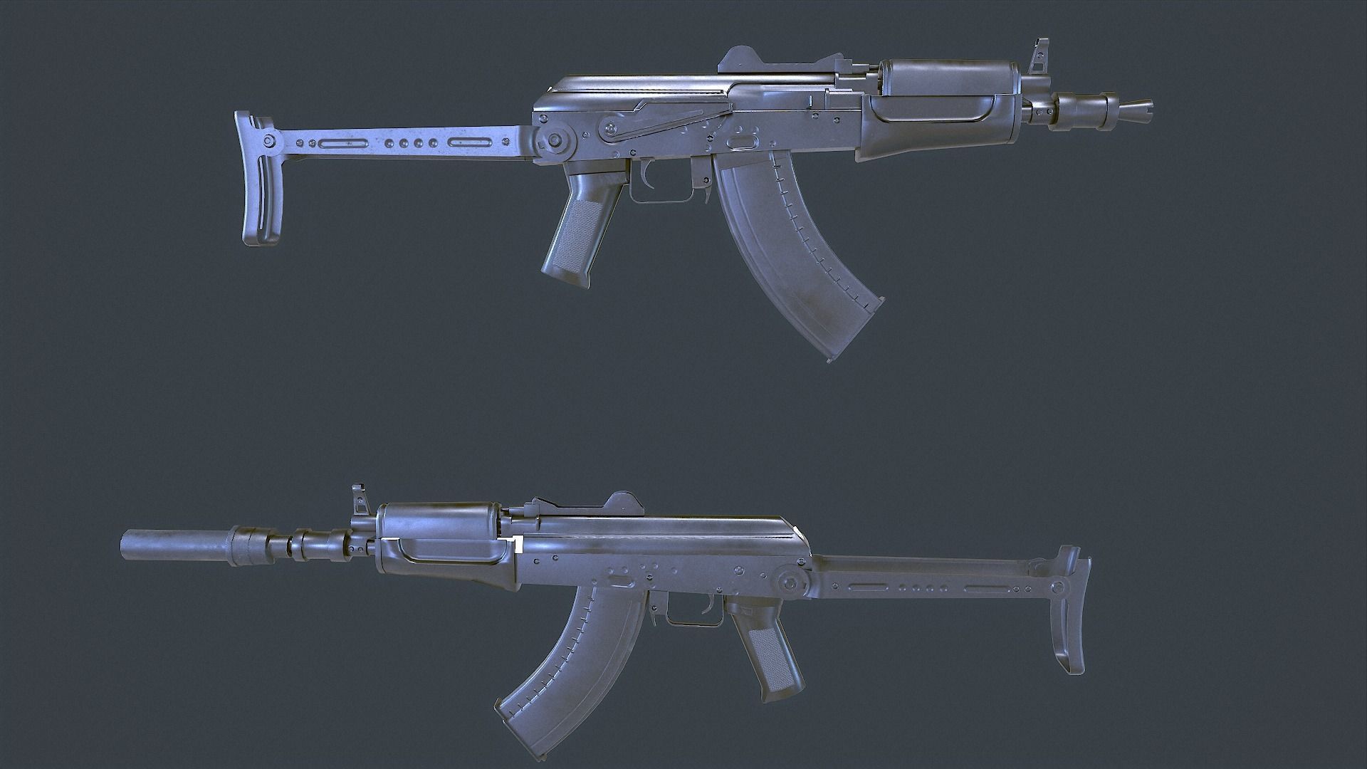 AKS Russian Assault Rifle Game Ready 6 Variations Low-poly 3D model_10
