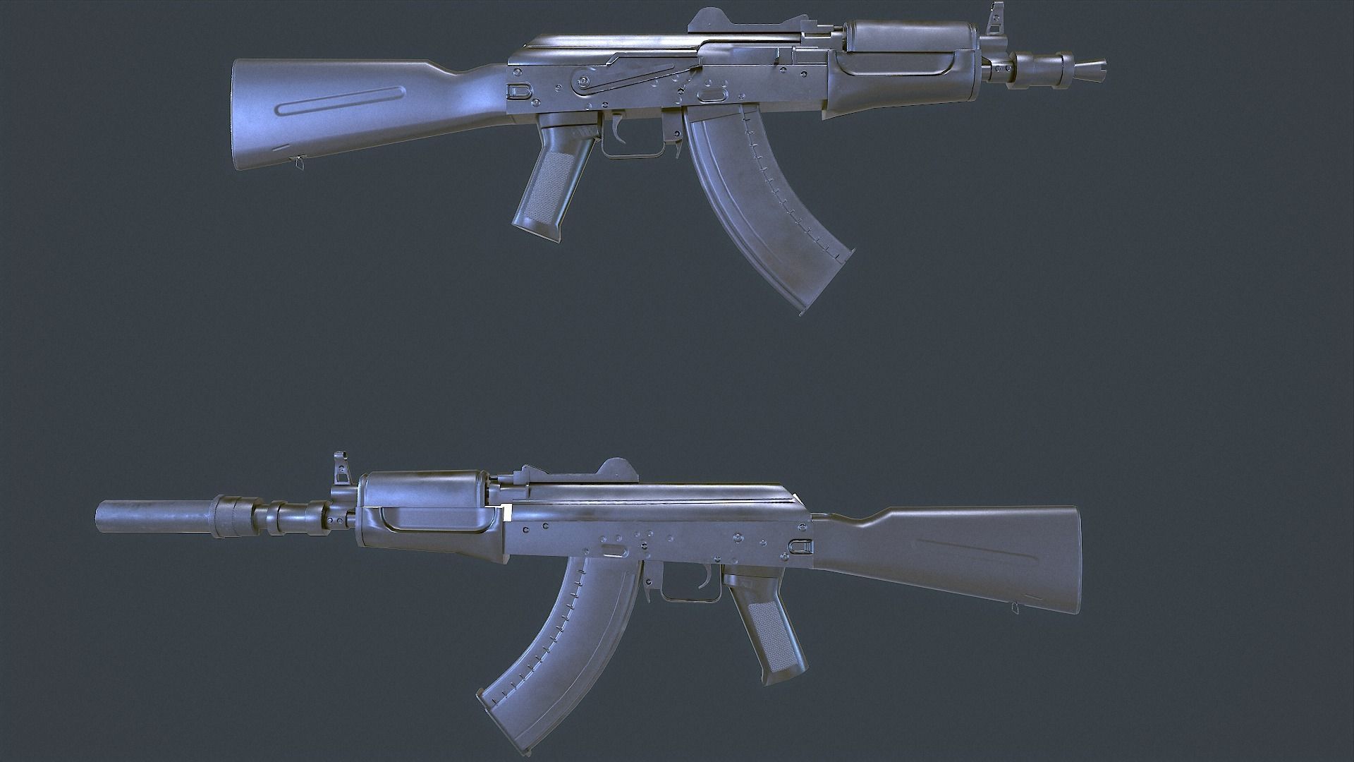 AKS Russian Assault Rifle Game Ready 6 Variations Low-poly 3D model_15