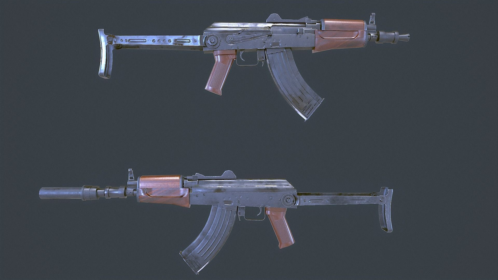 AKS Russian Assault Rifle Game Ready 6 Variations Low-poly 3D model_20
