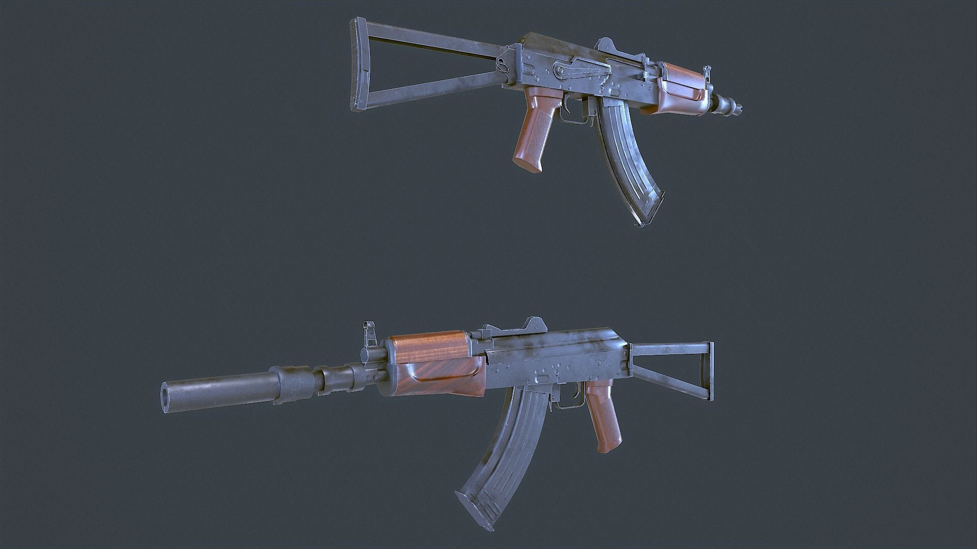 AKS Russian Assault Rifle Game Ready 6 Variations Low-poly 3D model_19