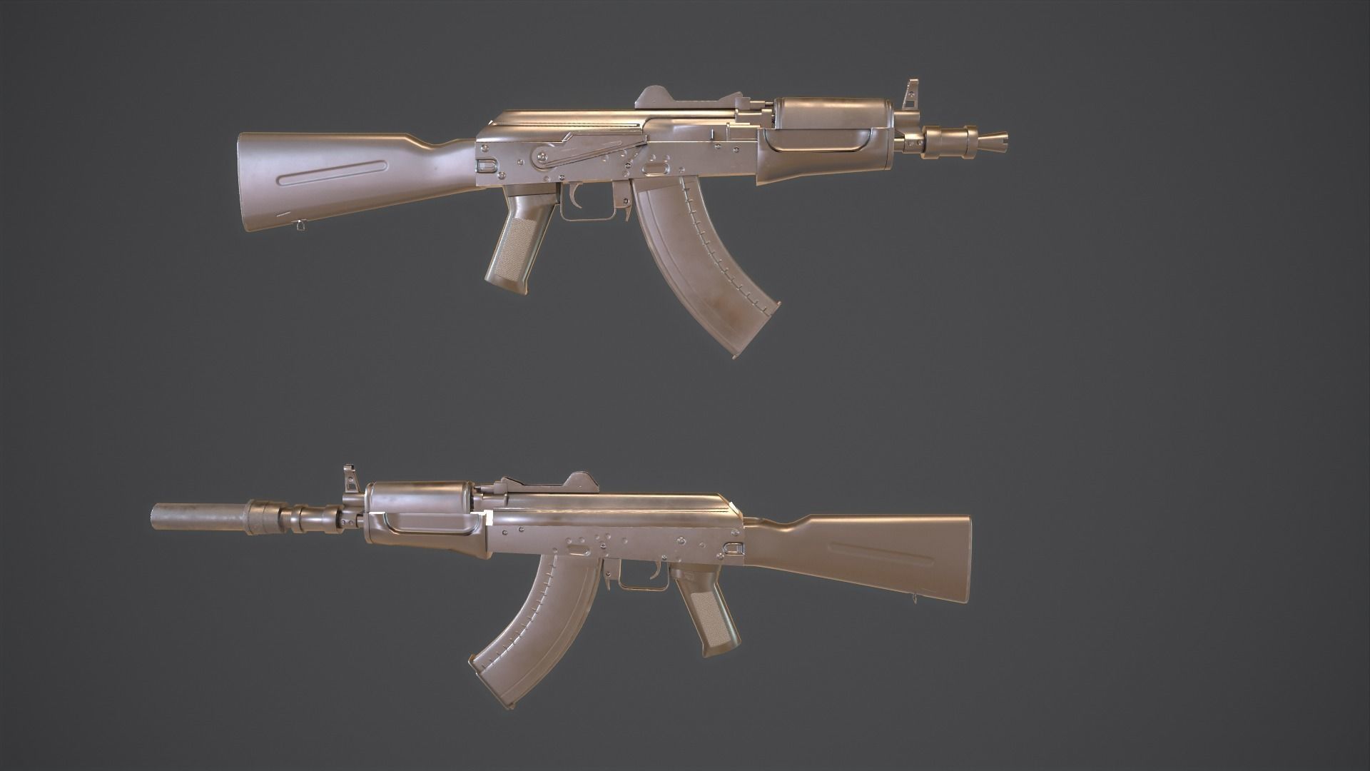 AKS Russian Assault Rifle Game Ready 6 Variations Low-poly 3D model_6
