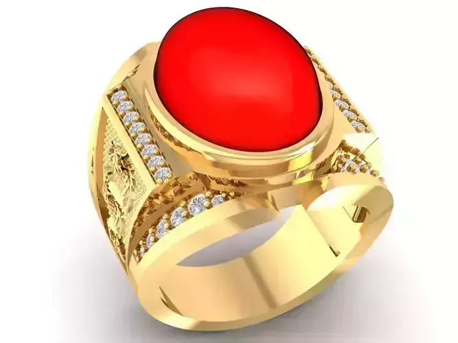 lucky oval ruby ring with dragon for men 2490