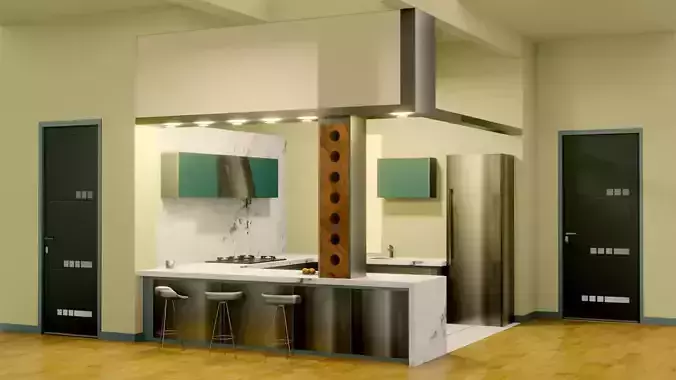 Kitchen Interior - Low Poly - GameReady