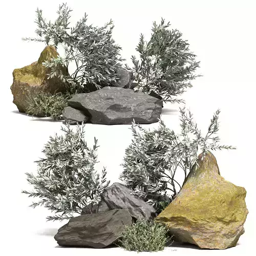 Stone and Bush Pack 3 3D model