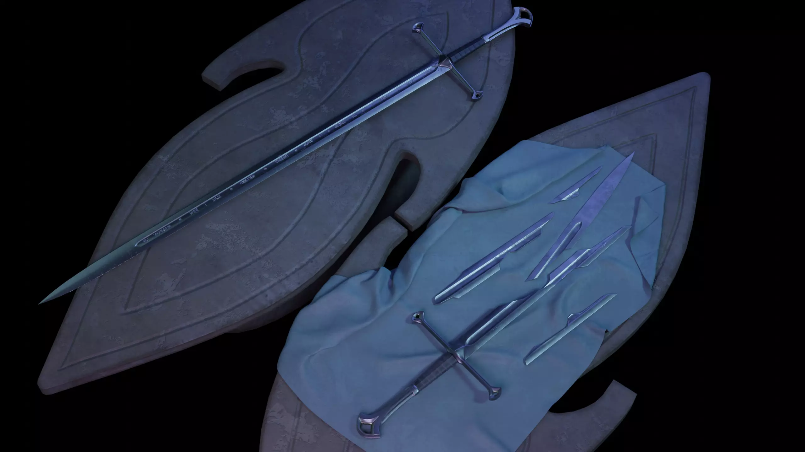 Narsil and Anduril Low-poly 3D model_0