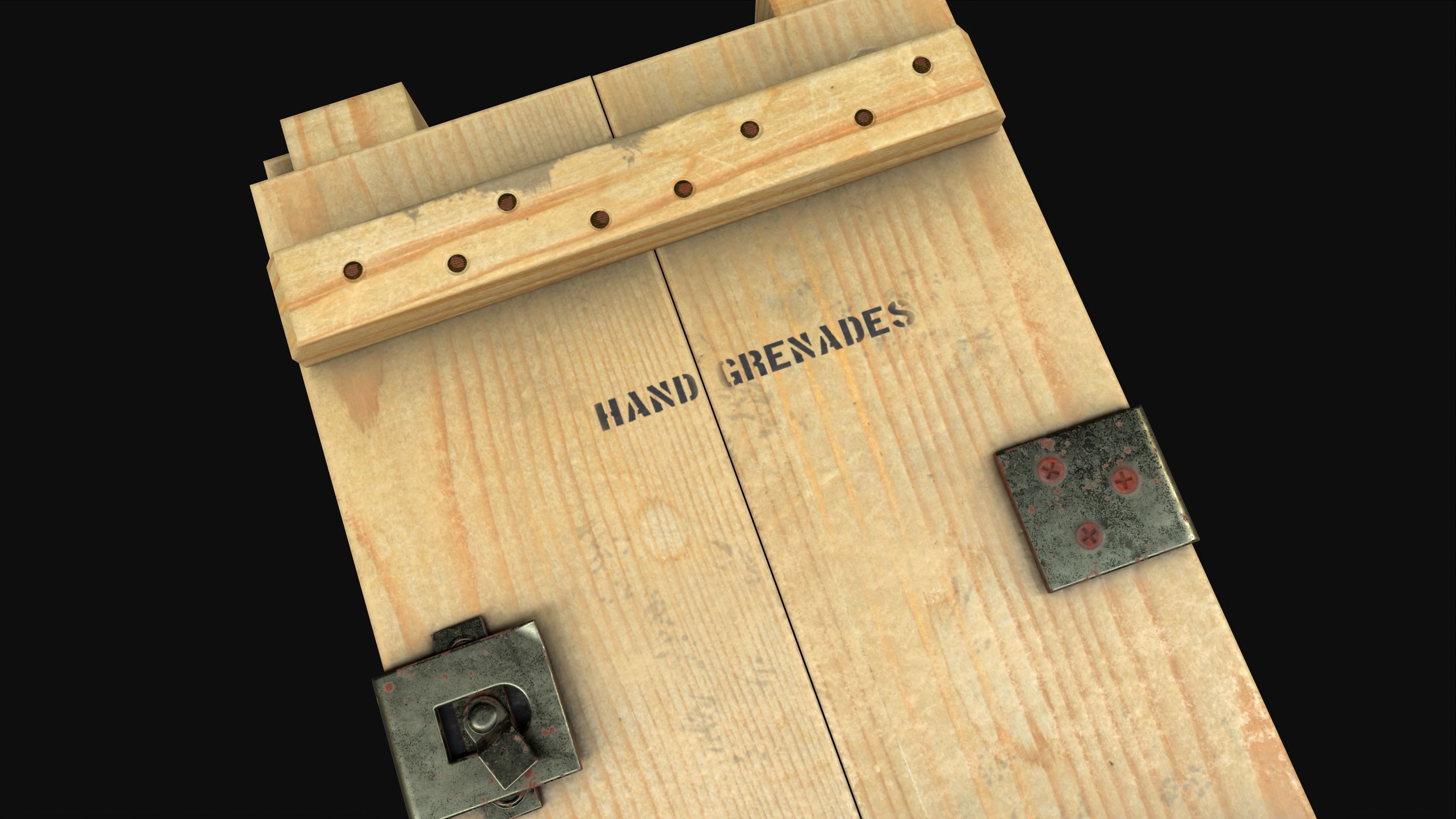 Military Wooden Grenade Crate PBR Low Poly Game Ready Low-poly 3D model_9