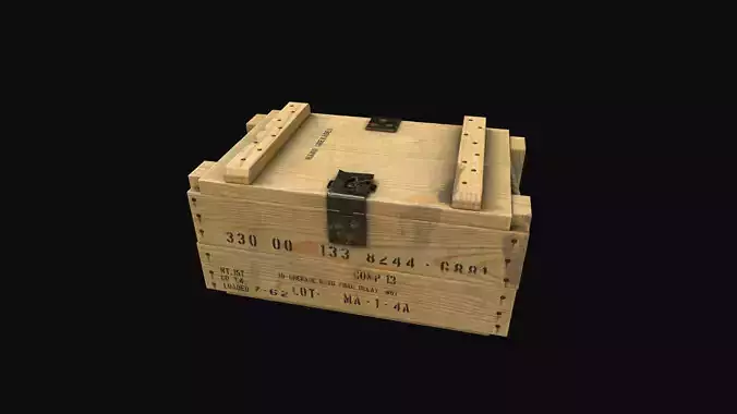 Military Wooden Grenade Crate PBR Low Poly Game Ready