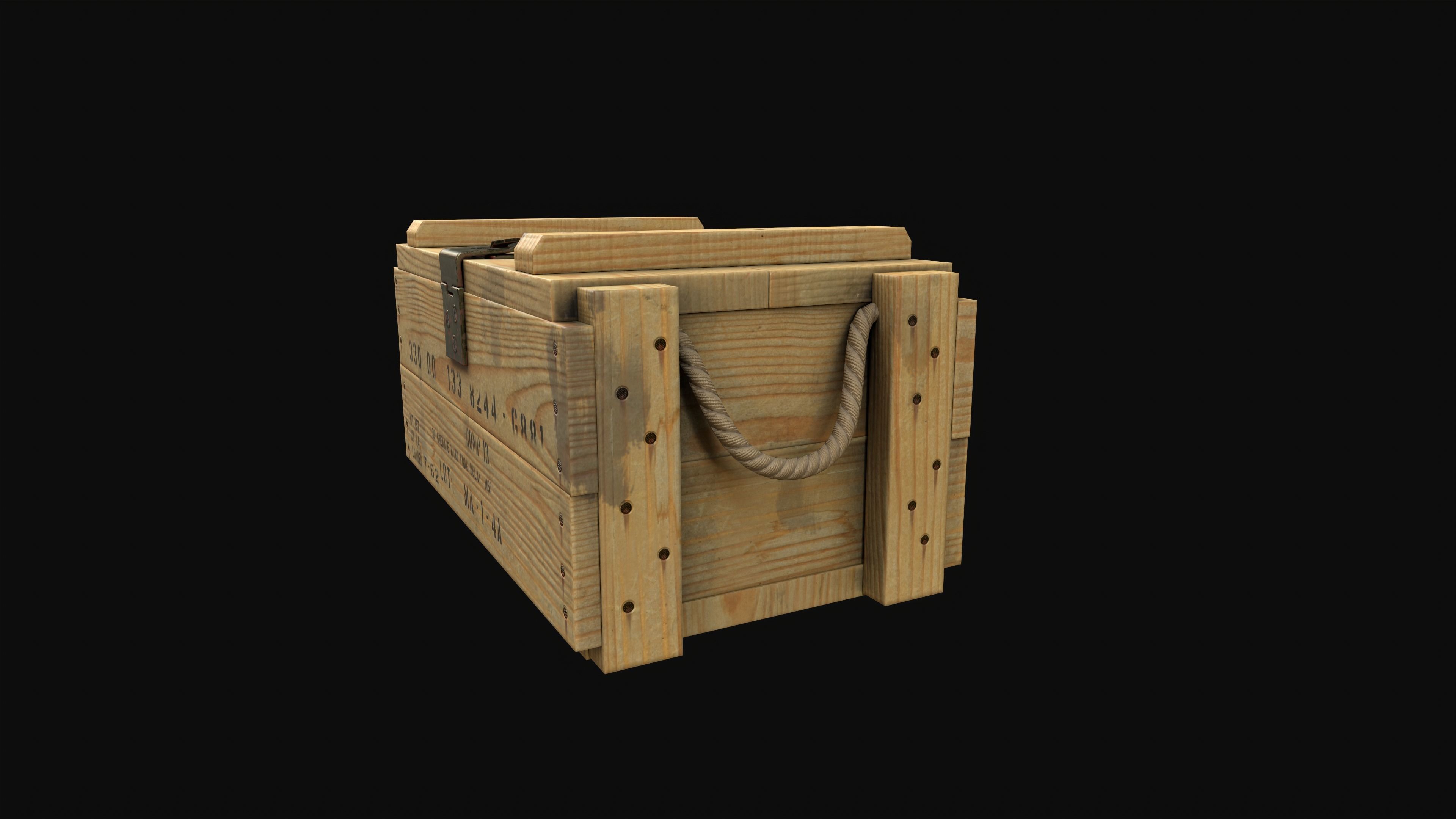 Military Wooden Grenade Crate PBR Low Poly Game Ready Low-poly 3D model_6