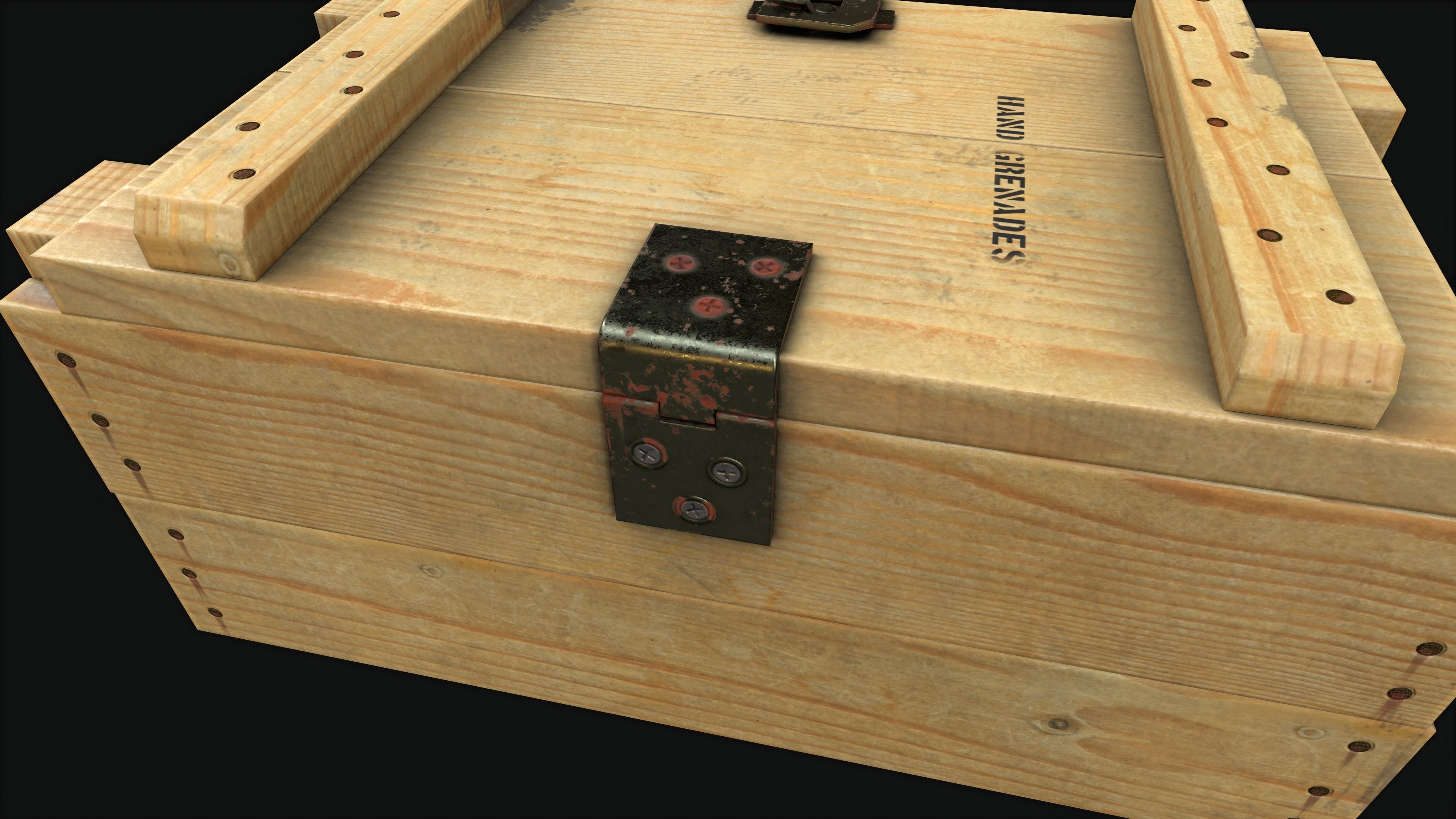 Military Wooden Grenade Crate PBR Low Poly Game Ready Low-poly 3D model_8