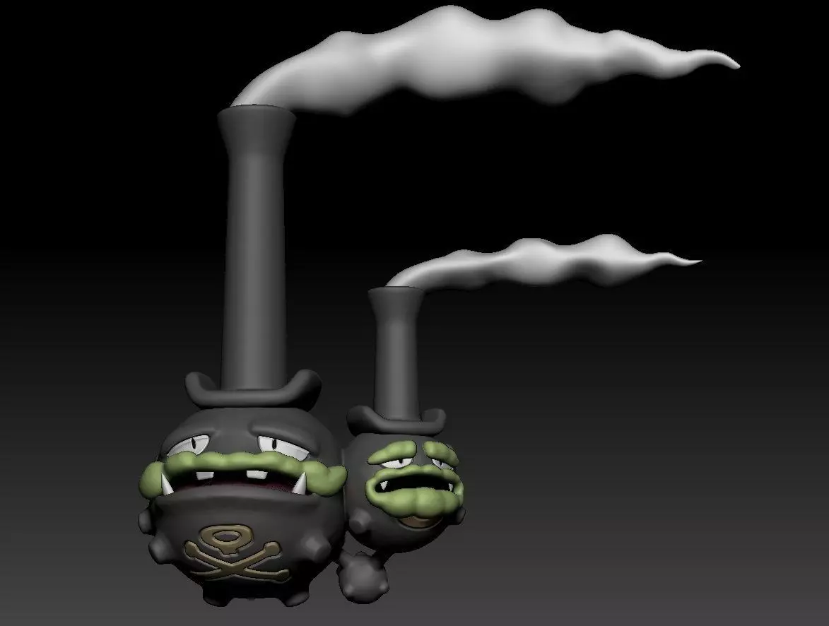 Pokemon Galarian Weezing 3D print model_0