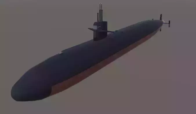 USS Dallas submarine 3d model low-poly