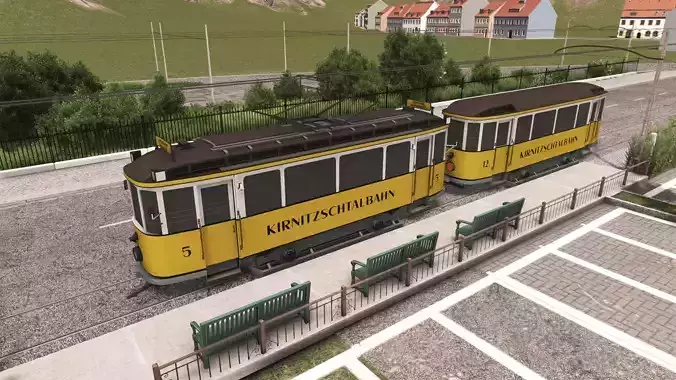 Kirnitzschtalbahn trams Low-poly 3D model