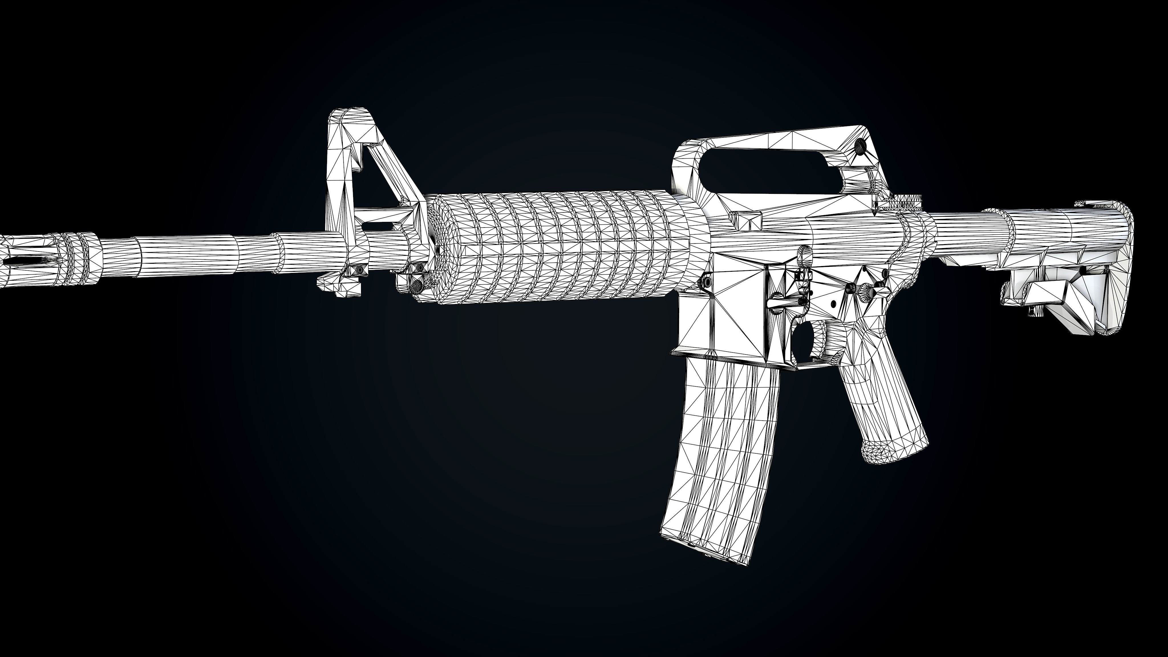 CAR-15 Assault-Rifle  Worn PBR  Low-poly 3D model_5