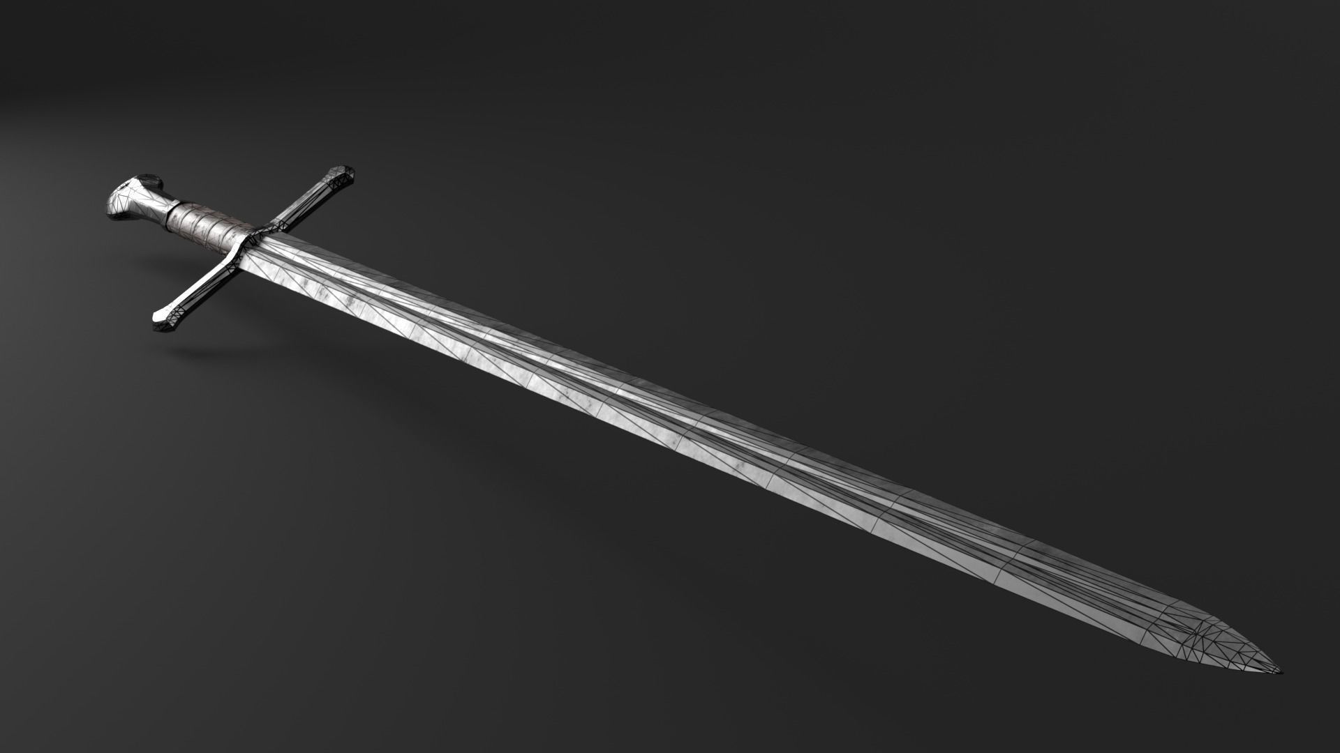 Medieval Longsword Sword PBR Game Ready Low Poly 3D model_5