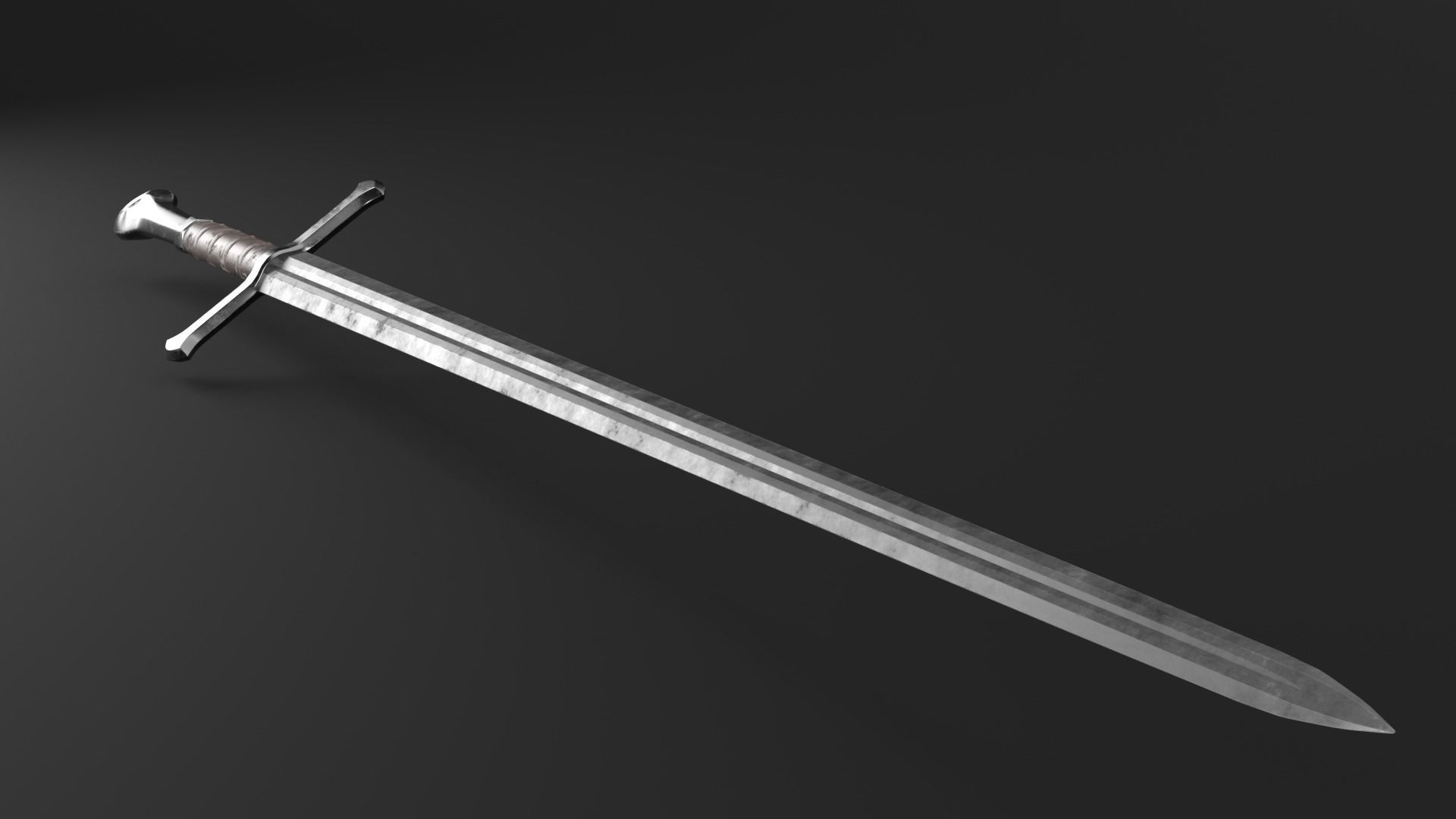 Medieval Longsword Sword PBR Game Ready Low Poly 3D model_4