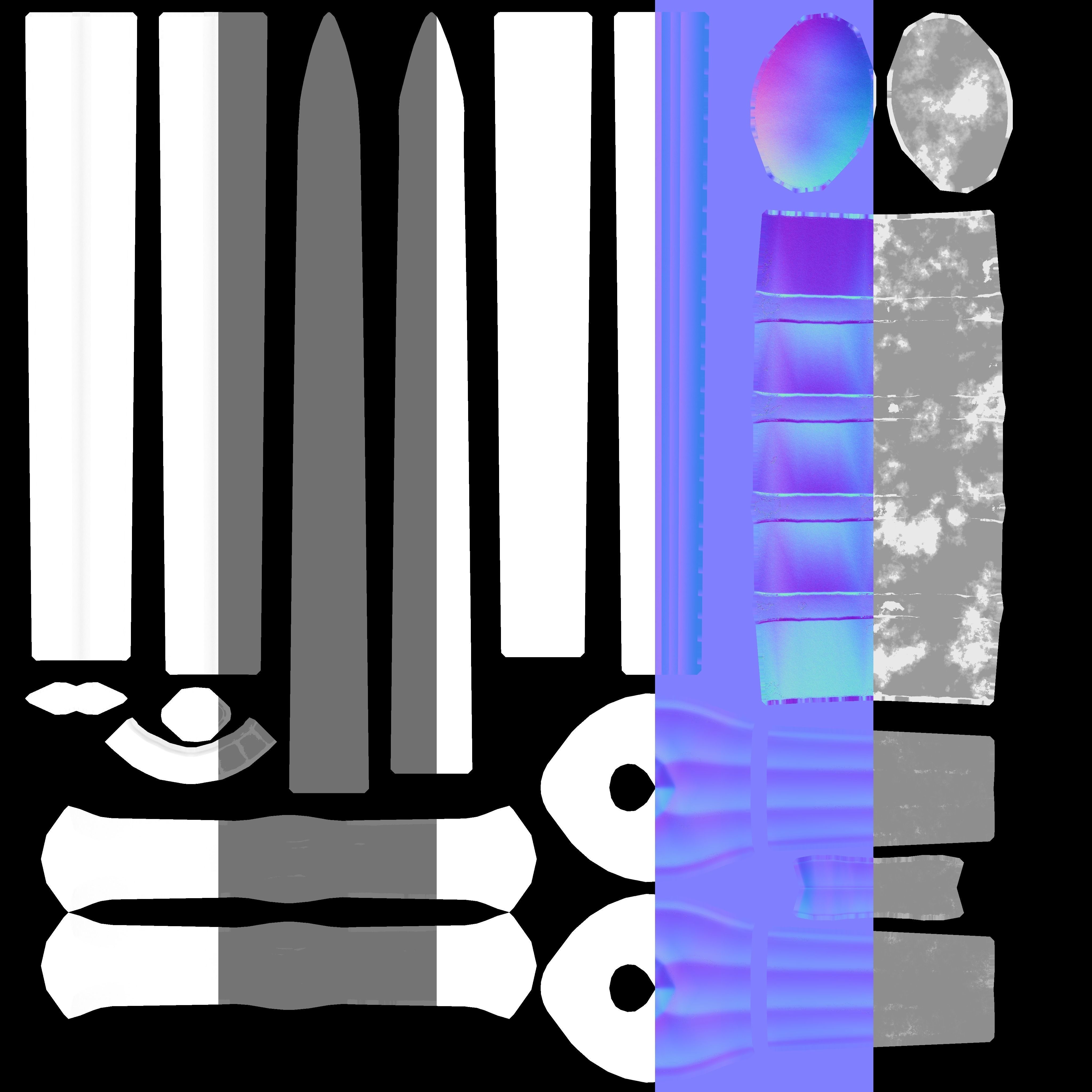 Medieval Longsword Sword PBR Game Ready Low Poly 3D model_6