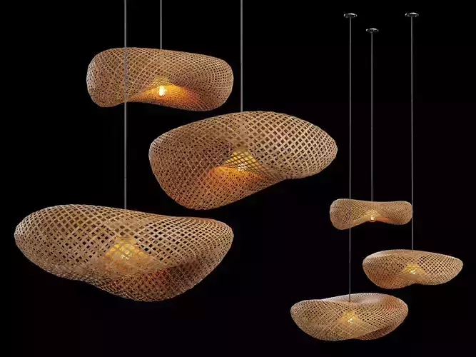 Rattan pendant lights vol 2 3D model