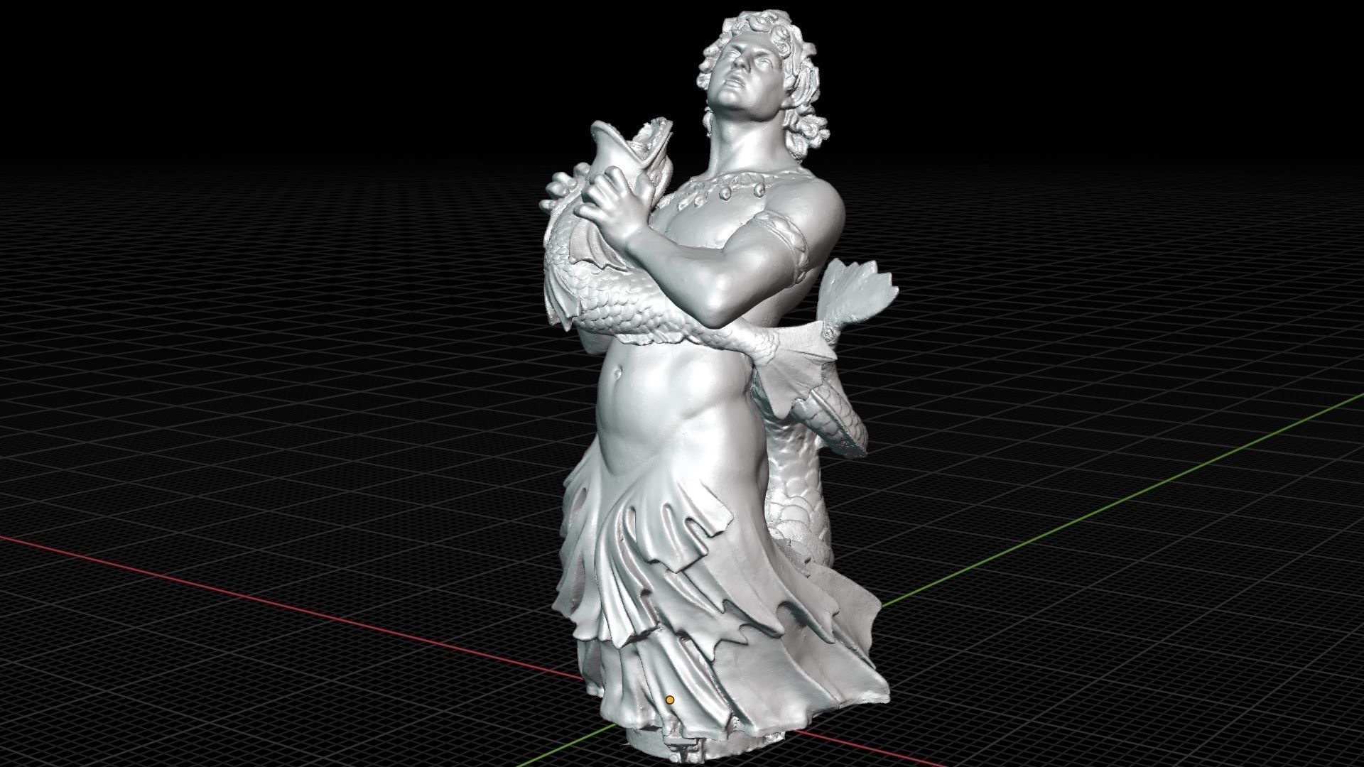 Statue Fluviale with 3 LOD -Paris  Low-poly 3D model_6