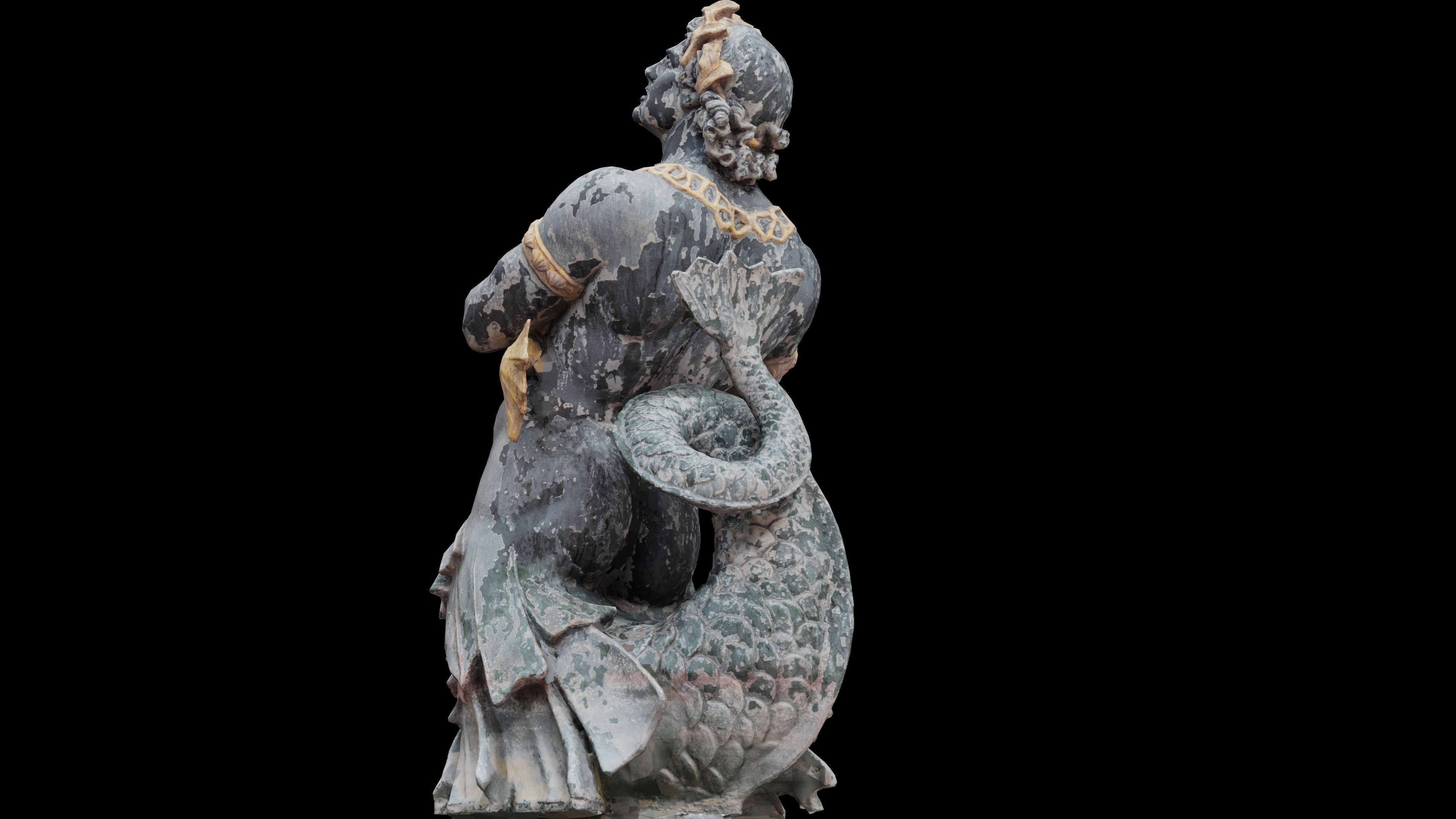 Statue Fluviale with 3 LOD -Paris  Low-poly 3D model_2