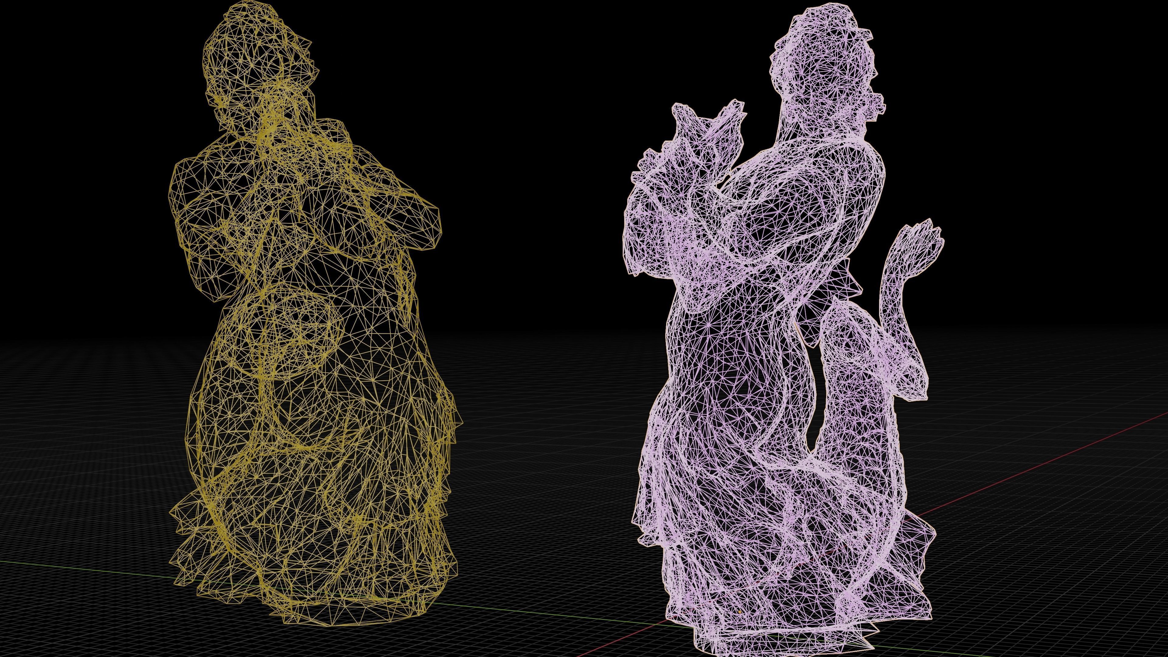 Statue Fluviale with 3 LOD -Paris  Low-poly 3D model_4