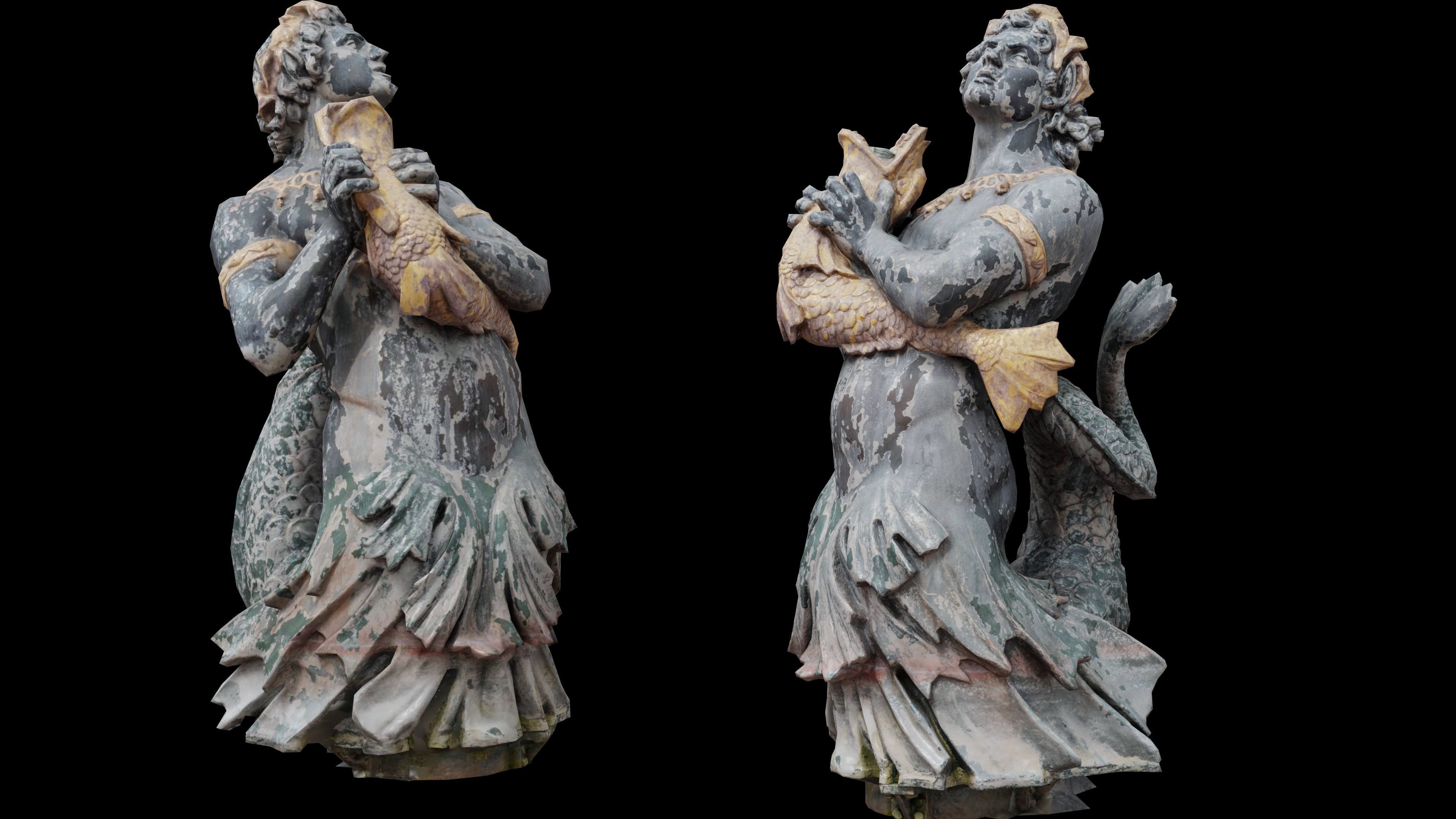 Statue Fluviale with 3 LOD -Paris  Low-poly 3D model_5