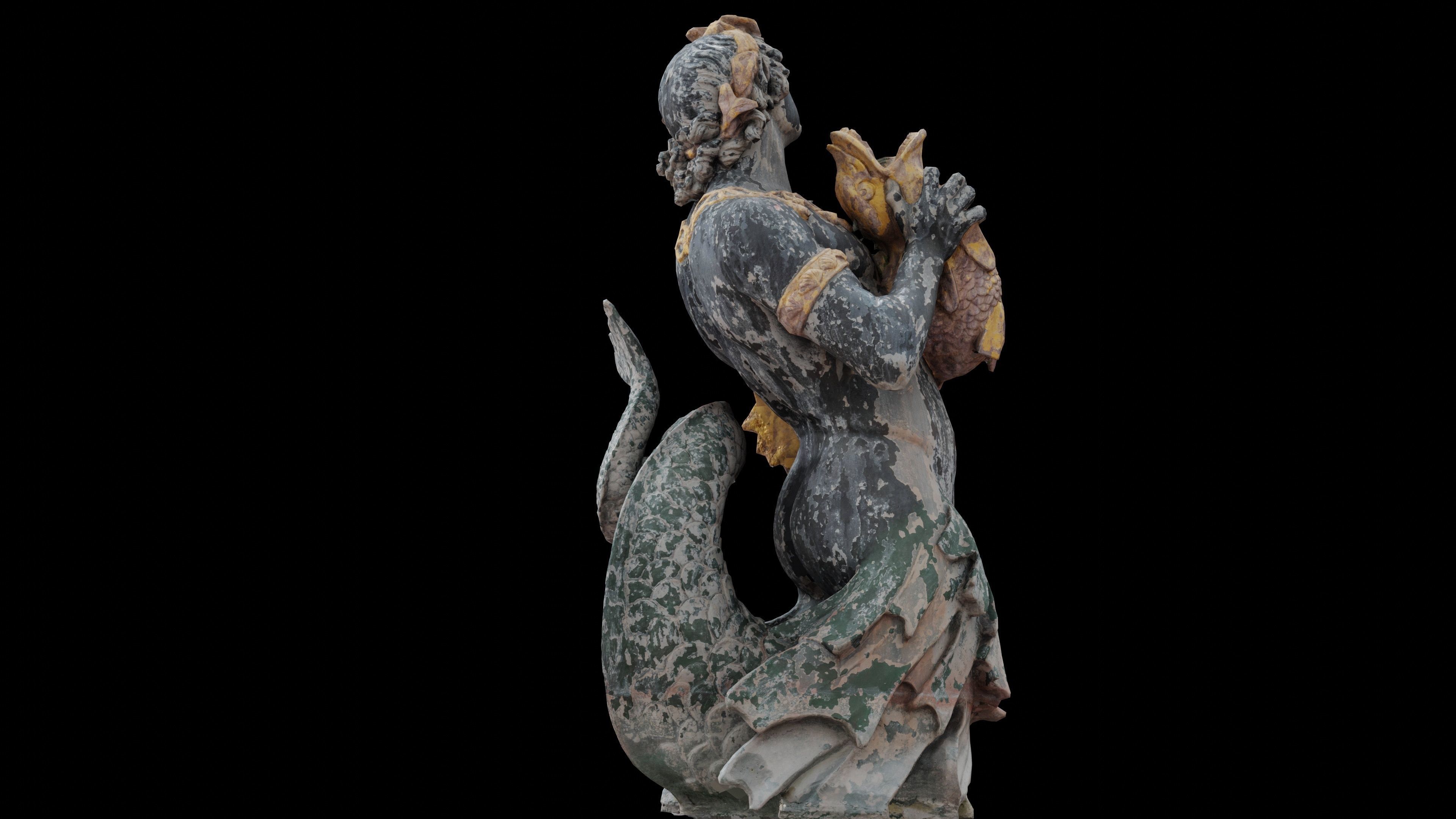 Statue Fluviale with 3 LOD -Paris  Low-poly 3D model_3