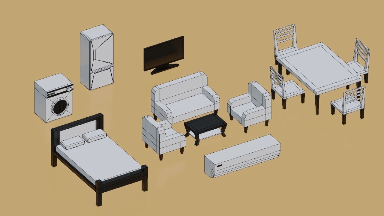 interior Assets - Game Ready Low Poly PBR - 3D Model Low-poly 3D model_10