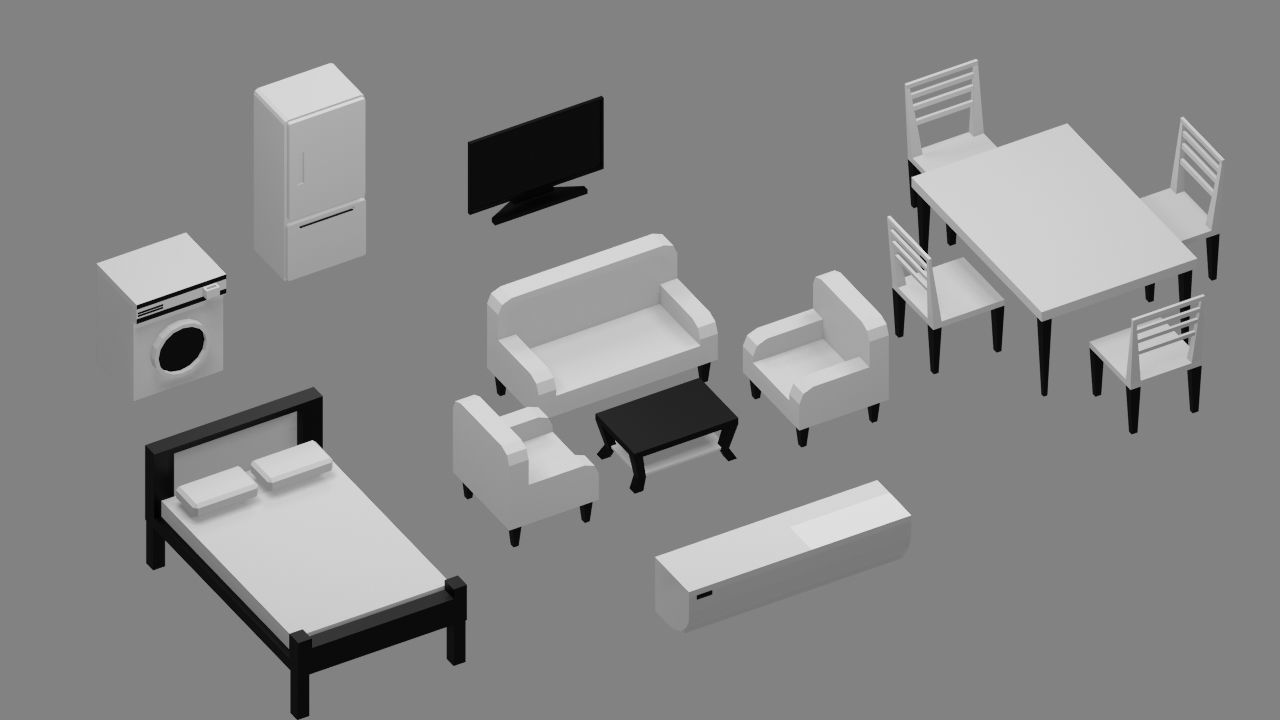 interior Assets - Game Ready Low Poly PBR - 3D Model Low-poly 3D model_12