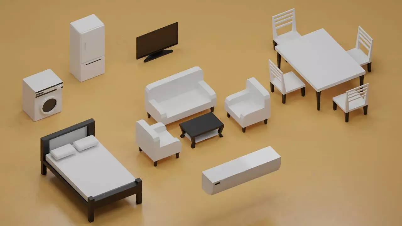 interior Assets - Game Ready Low Poly PBR - 3D Model Low-poly 3D model_0