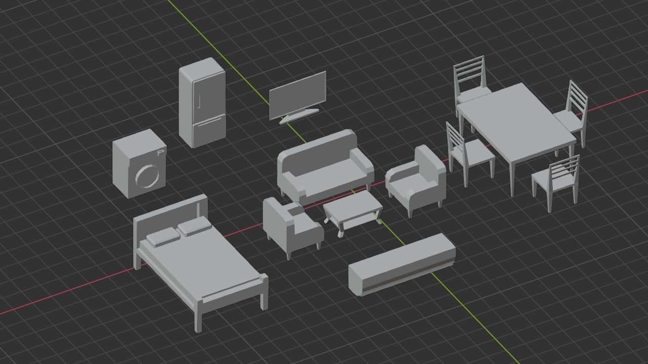 interior Assets - Game Ready Low Poly PBR - 3D Model Low-poly 3D model_11