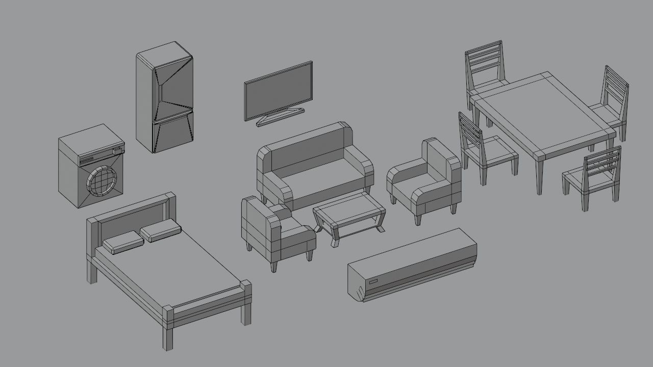 interior Assets - Game Ready Low Poly PBR - 3D Model Low-poly 3D model_16