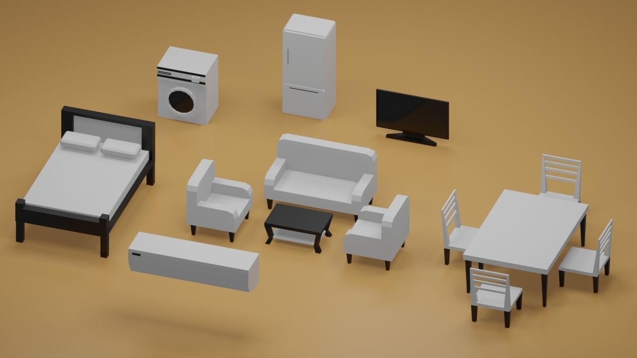 interior Assets - Game Ready Low Poly PBR - 3D Model Low-poly 3D model_9