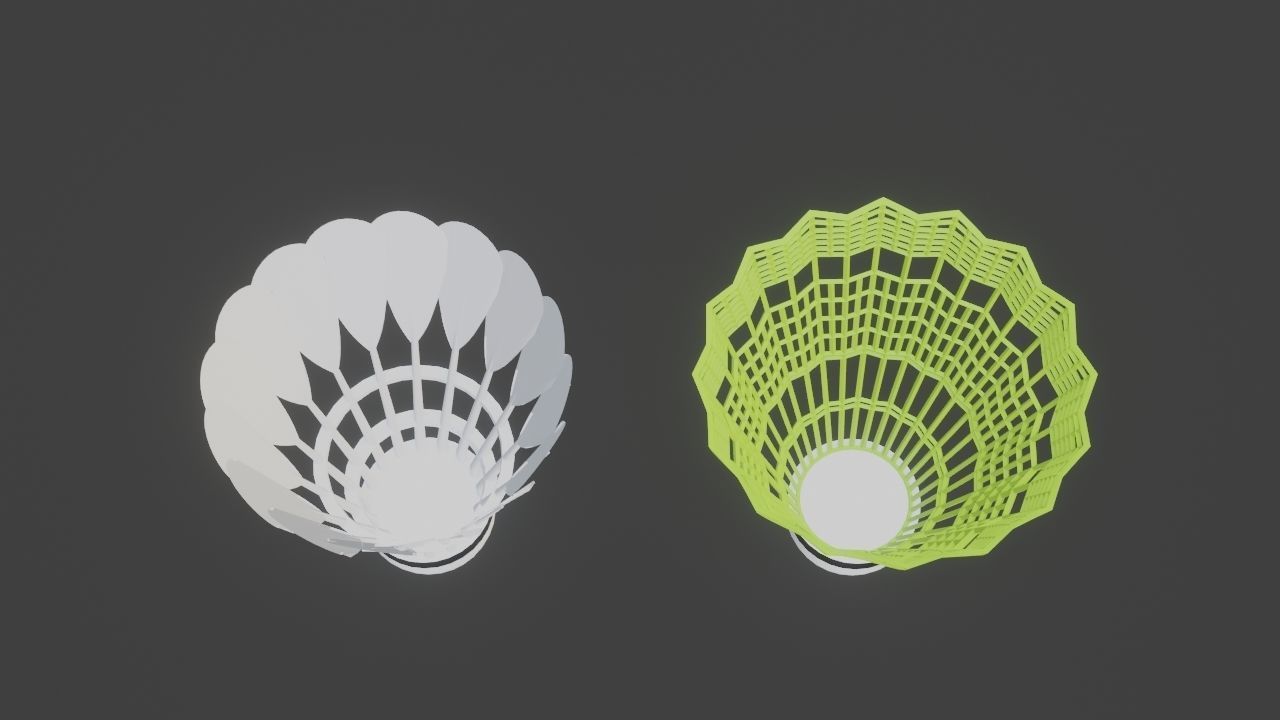 Shuttle cock - Pack of 2 - PBR - Game Ready Low-poly 3D model_2