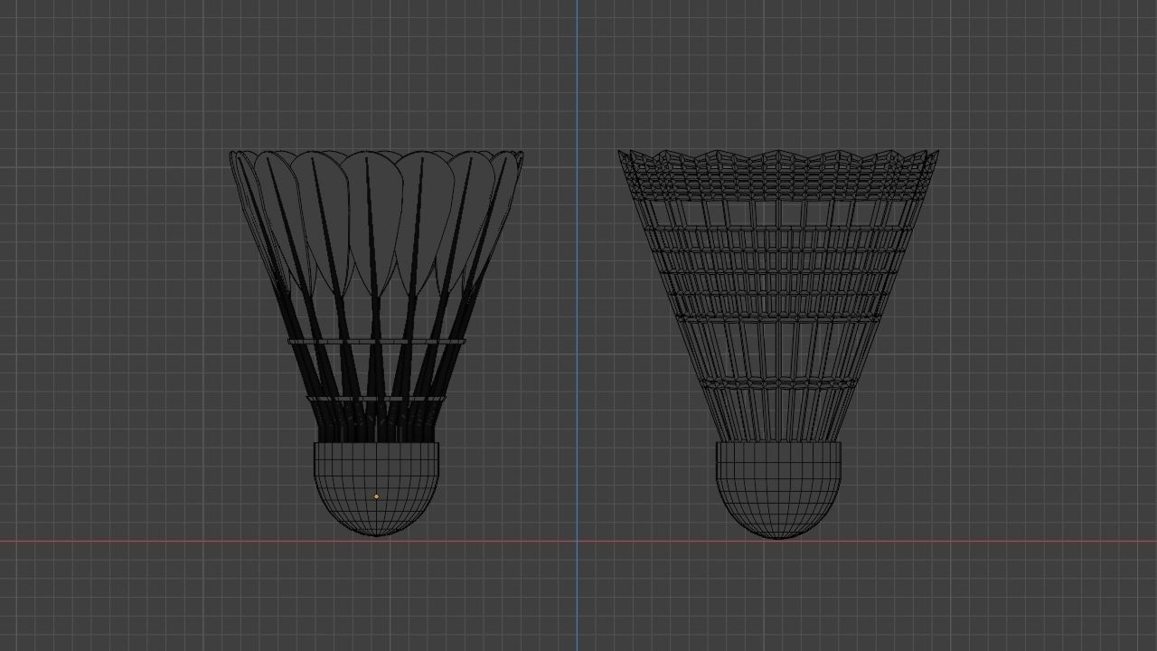 Shuttle cock - Pack of 2 - PBR - Game Ready Low-poly 3D model_7