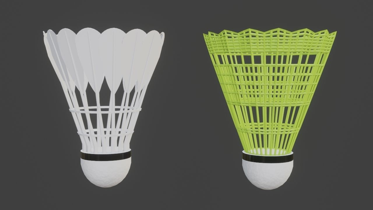 Shuttle cock - Pack of 2 - PBR - Game Ready Low-poly 3D model_3