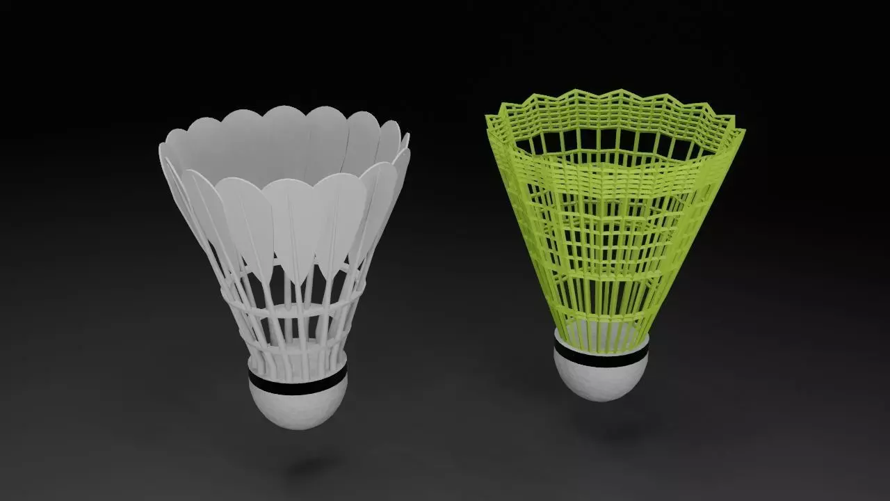 Shuttle cock - Pack of 2 - PBR - Game Ready Low-poly 3D model_0