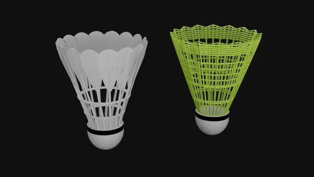 Shuttle cock - Pack of 2 - PBR - Game Ready Low-poly 3D model_1