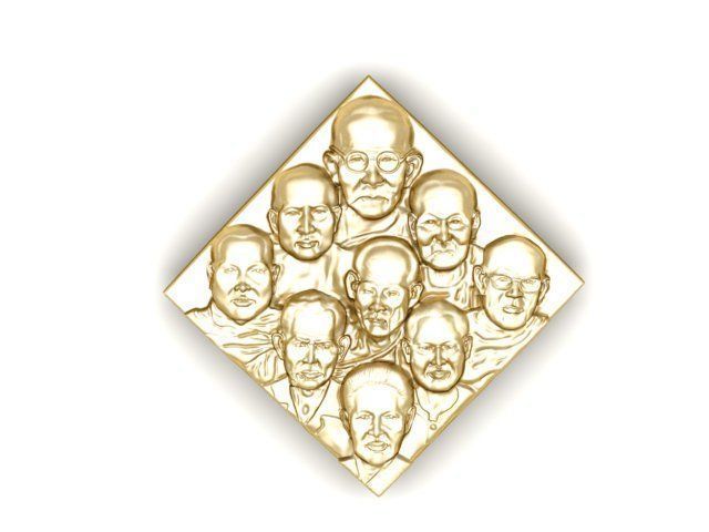 Sculpture bharatiya janata party gold medallion 3D print model_1