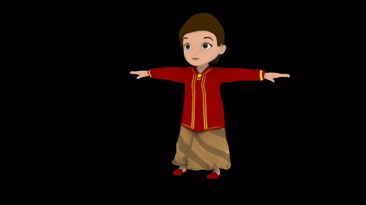 karakter ibu busana jawa Free low-poly 3D model
