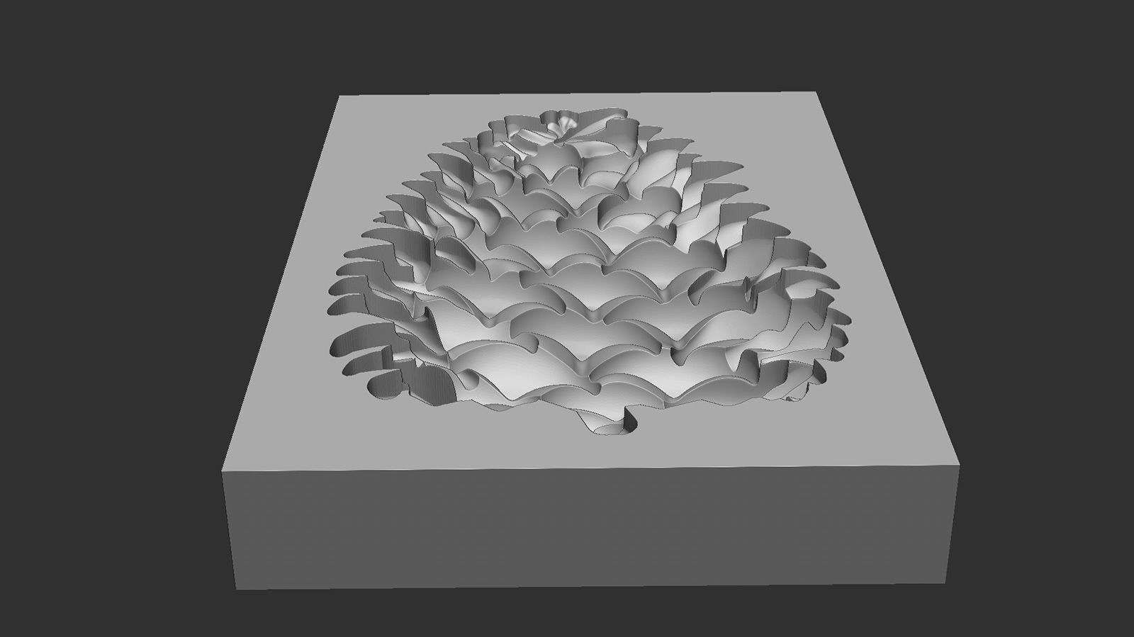 Pine cone cookie stamp 3D print model_3