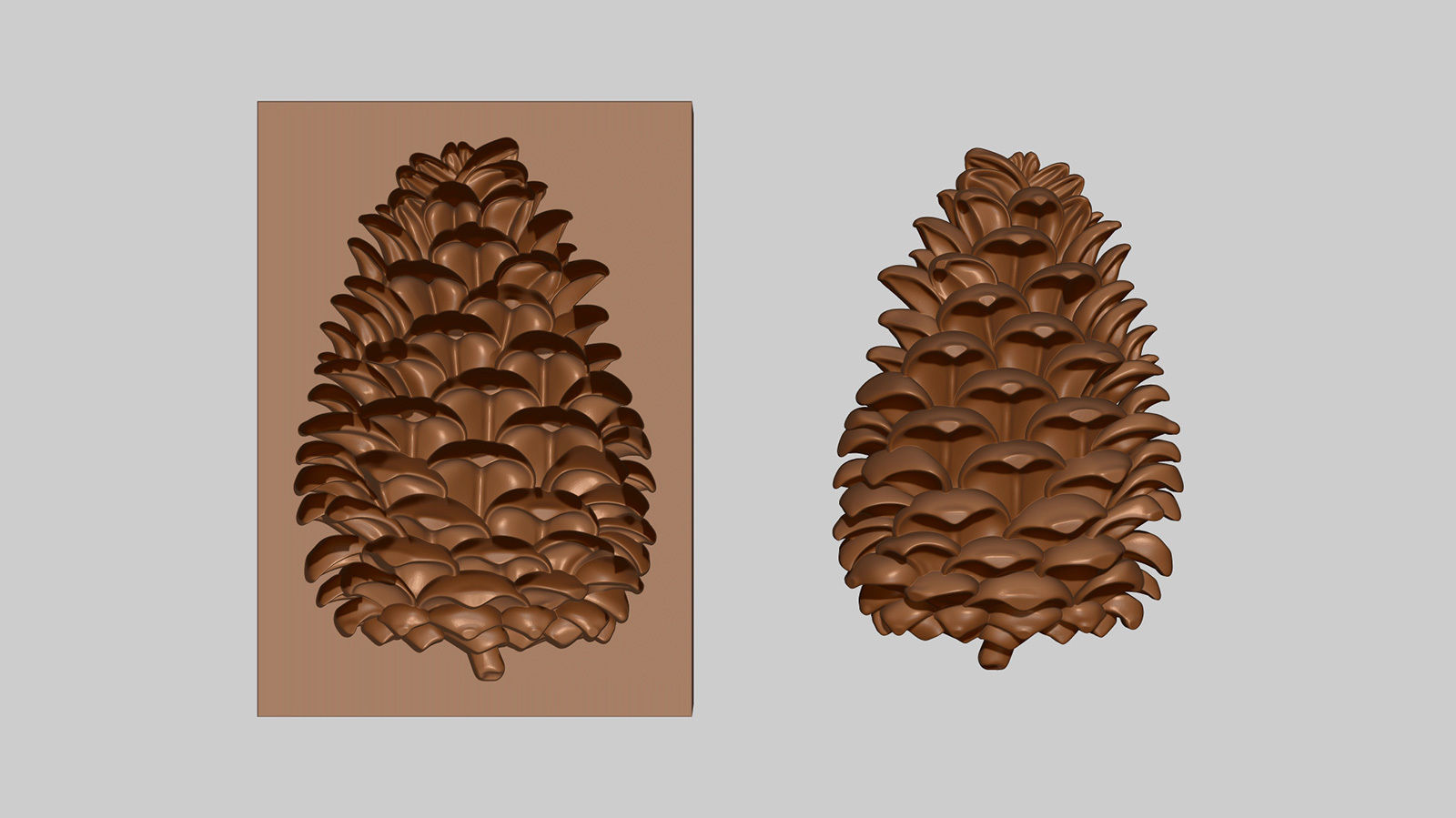 Pine cone cookie stamp 3D print model_8