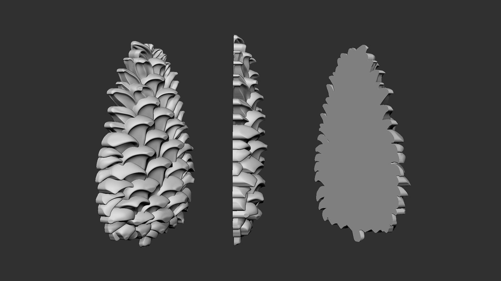 Pine cone cookie stamp 3D print model_7