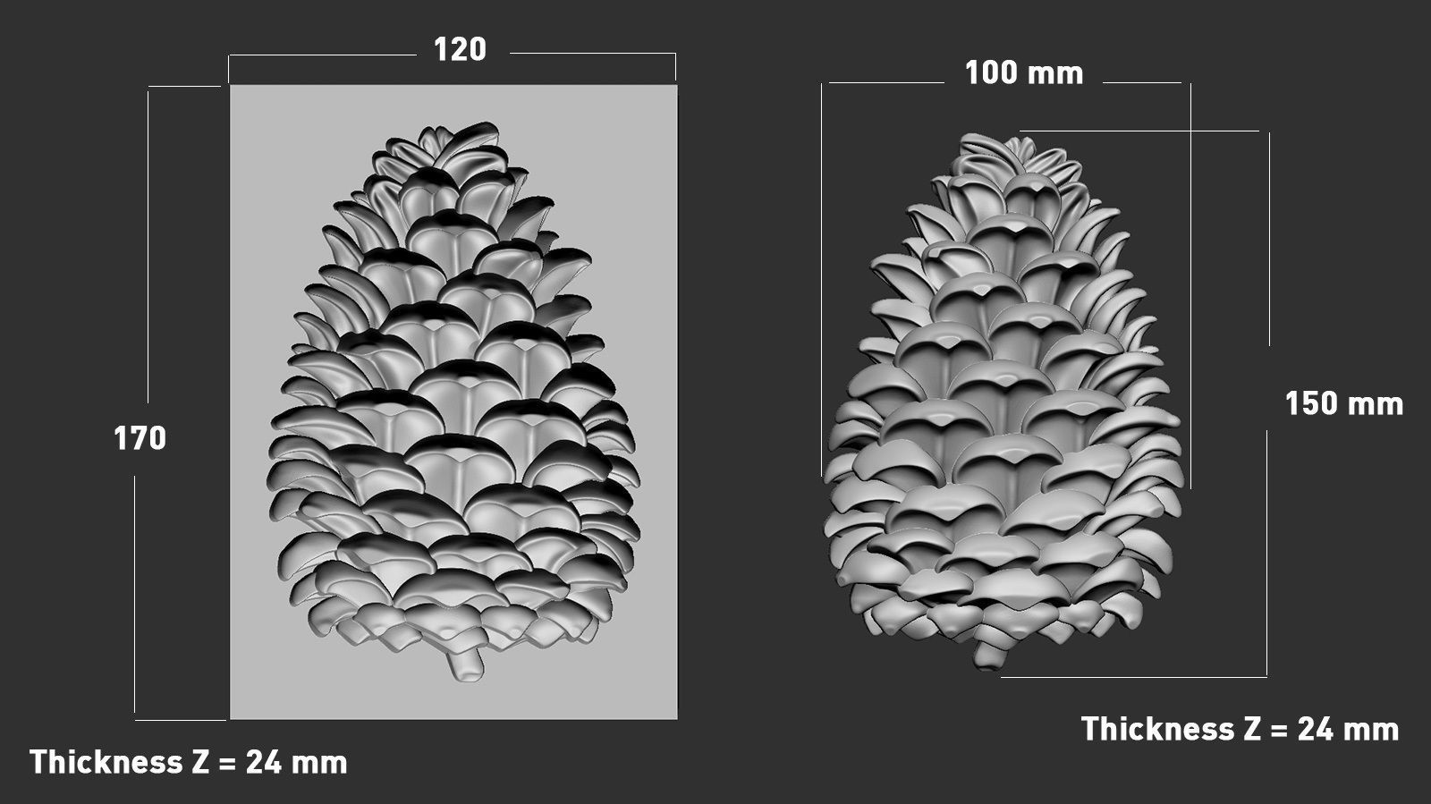 Pine cone cookie stamp 3D print model_9