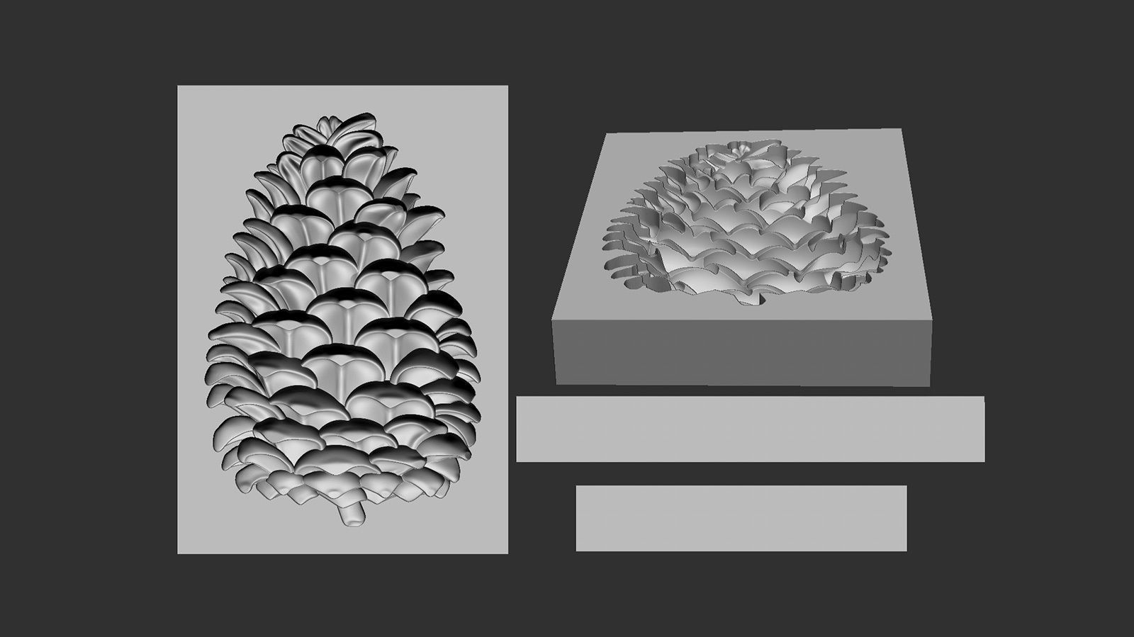 Pine cone cookie stamp 3D print model_4