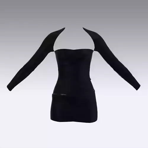 BLACK DRESS RAGLAN SLEVEE WOMAN FASHION STYLE LOOK MINI DRESS