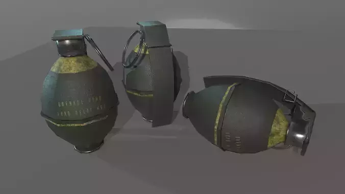 Lowpoly Grenade three grenades
