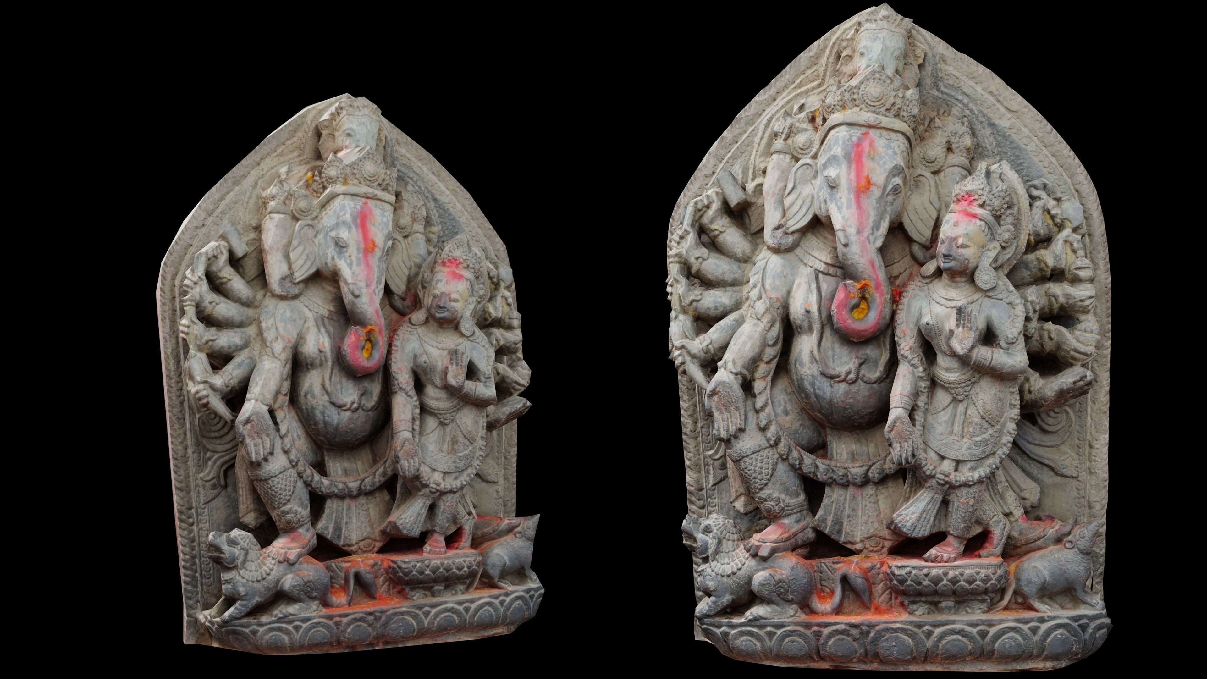 Ganesh with 3 LOD - Nepal Heritage Low-poly 3D model_5