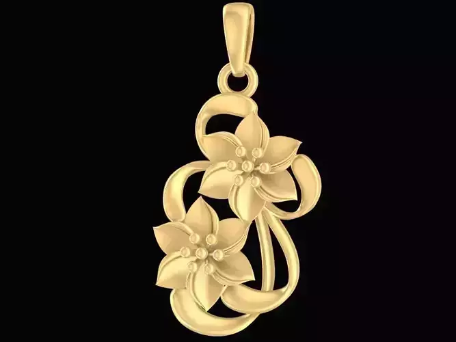 Elegant Floral Art Pendant with Flowing Petal Design  2492
